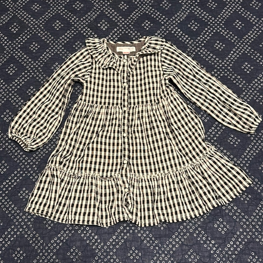 Zara Black and White Plaid Dress Size 4/5